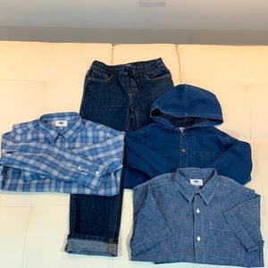 Old Navy Boy Blue Jeans and Blue Shirts, size 8